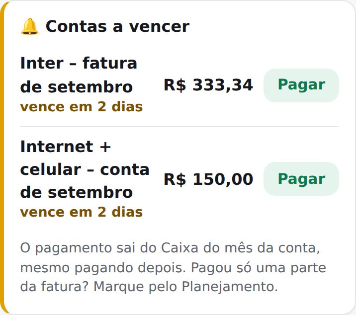 Aviso de contas a vencer