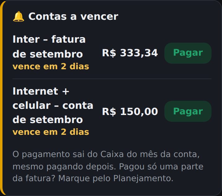Aviso de contas a vencer